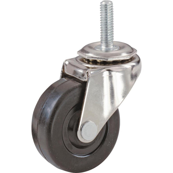 Shepherd 3 In. Rubber Swivel Caster with Threaded Stem