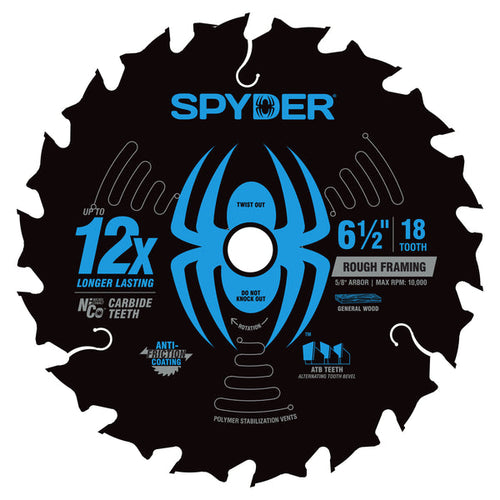 Spyder 6-1/2 18-Tooth Saw Blade for Rough Framing