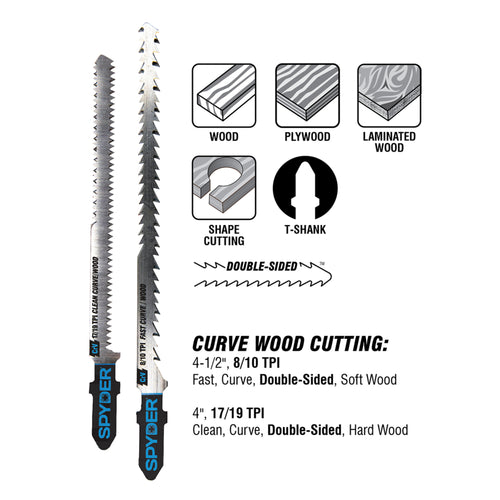 Spyder 10-Piece T-Shank Metal And Wood Cutting Jig Saw Blade Set