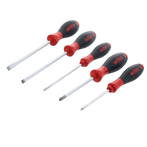 Wiha Tools 5 Piece SoftFinish Slotted and Phillips Screwdriver Set