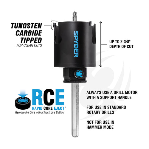 Spyder 6 Tungsten Carbide Tipped (TCT) Non-Arbored Hole Saw Rapid Core Eject®