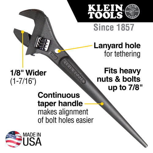 Klein Adjustable Spud Wrench Tether Hole