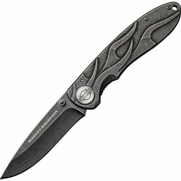 Case Harley Davidson Tec-X Framelock Folding Knife Black Stonewash Finish (4.5