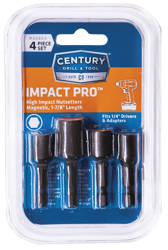 Century Drill And Tool 4 Piece Impact Pro Magnetic Nutsetter Set