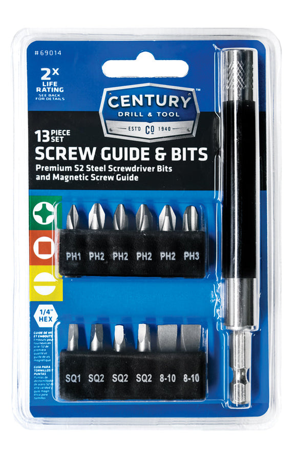 Century Drill And Tool 13 Piece S2 Screw Guide And Bit Set