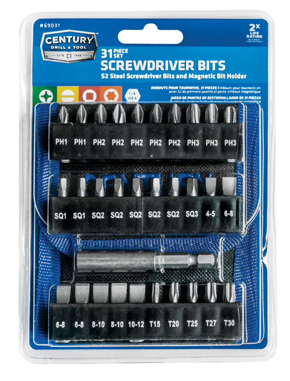 Century Drill And Tool 31 Piece S2 Screwdriver Bit Set