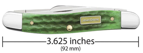 Case John Deere Corn Cob Jig Bright Green Bone Medium Stockman with Sheepfoot Blade