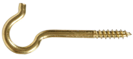 .192X3-3/8 SOLID BRASS SCREW HOOK