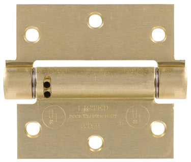 4  SATIN BRASS SQ SPRNG HNGE