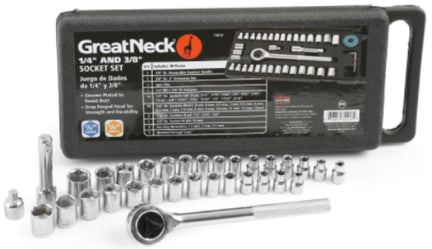 RATCHET/SOCKET SET 1/4 IN AND 3/8 IN DRIVE