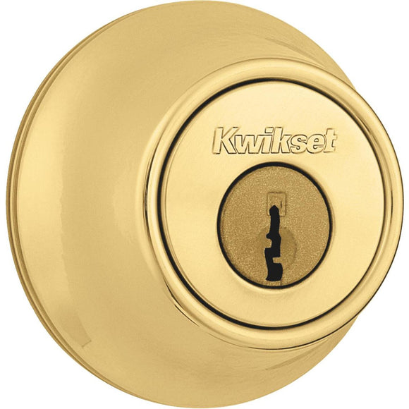 Kwikset Mobile Home Polished Brass Single Cylinder Deadbolt