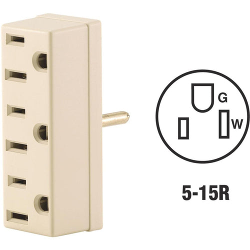 Leviton Ivory 15A 3-Outlet Tap