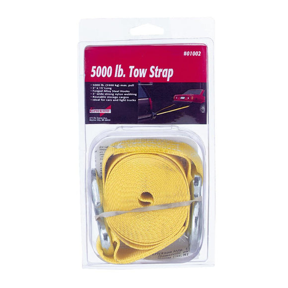 Erickson 2 In. x 15 Ft. 2500 Lb. Polyester Tow Strap with Hooks, Yellow