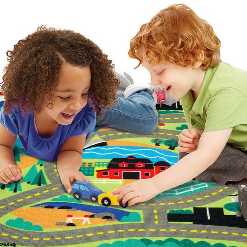 Melissa & Doug Round the Town Road Rug & Car Set