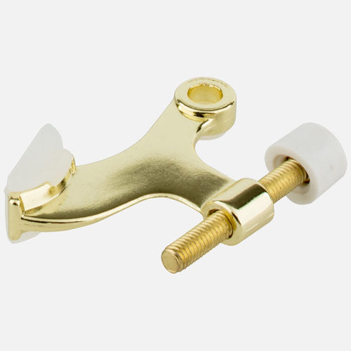 Kasaware Hinge Pin Door Stop with Adjustable Pad, 2-pack Polished Brass Finish