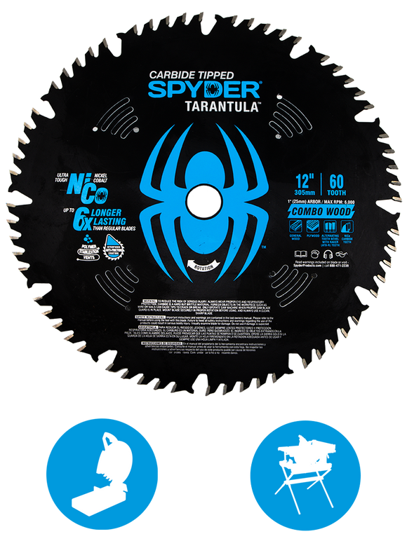 SM Products 12-IN 60T COMBINATION Rip & Cross Cut Saw Blade